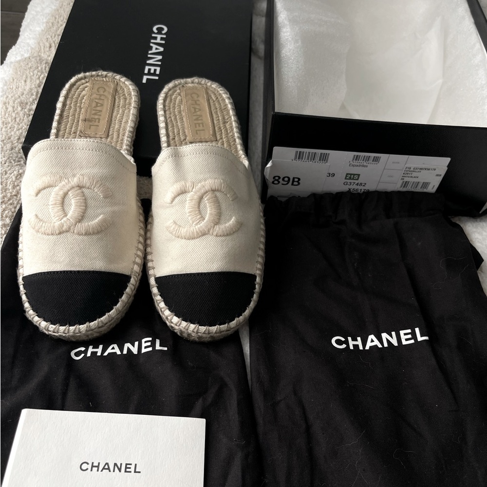 Chanel Espadrille Slides